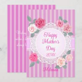 Cartão Rosas Rosas Feliz Dia das Mães