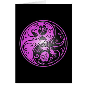 Cartão Rosas, roxo e preto de Yin Yang