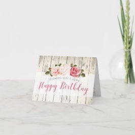 Cartão Rosas Shabby Chic em Madeira Rústica Personalizada