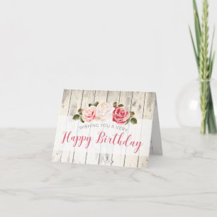 Cartão Rosas Shabby Chic em Madeira Rústica Personalizada