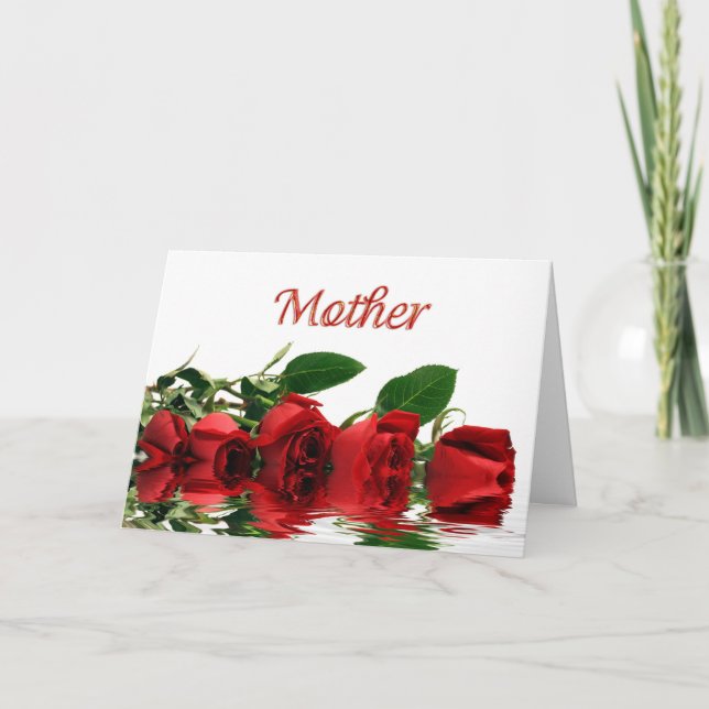 Cartão Rosas vermelhas do dia das mães (Frente)