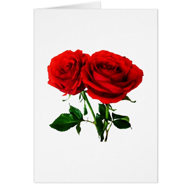 Cartão Rosas vermelhas gêmeas (Frente)