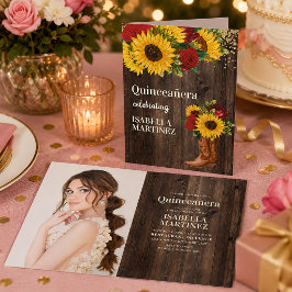 Cartão Rosas Vermelhas Girassóis Botas de Vaqueira Quince