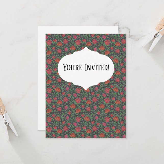 Cartão Rosas Vermelhos e Fuchsia Perfeitos, Vitorianos, G (Frente/Verso In Situ)