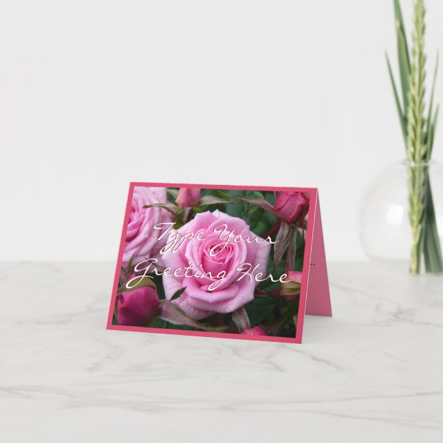 Cartão Rose Cards Pink Flowers Custom Greeting Card (Frente)