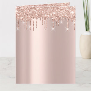 Cartão Rose Gold Glitter Spark Drips Simply Bridal Beauty