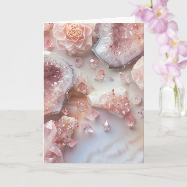 Cartão Rose Quartz Crystal | Love Stone Pink  Photo Card (Orquídea)