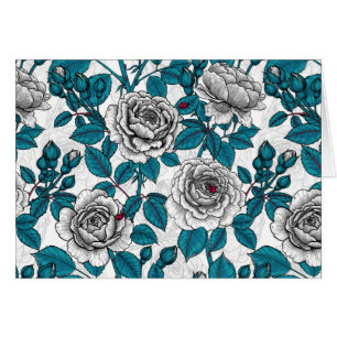 Cartão Roseiras brancas e damascos