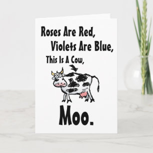 Cartão Roses Are Red-This Is A Cow-Blank Inside