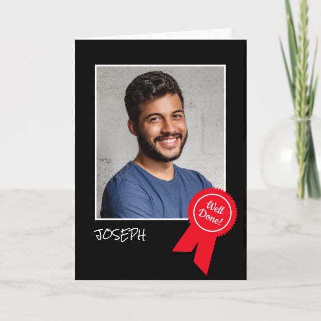 Cartão Rosette Vermelho Bem Feito, Foto Personalizada - P (Frente)