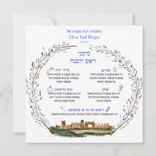 Cartão Rosh Hashana Simanim Bênção Judaica Ano Novo