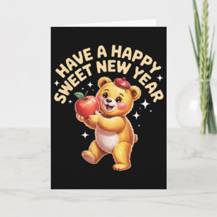 Cartão Rosh Hashanah Feliz Ano Novo Doce Mel Urso Judeu