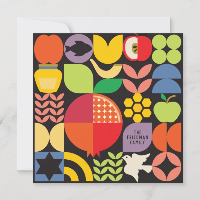 Cartão Rosh Hashanah saudações de Ano Novo (Frente)