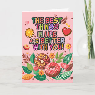 Cartão Rosquinhas e flores do Dia de os namorados de sala