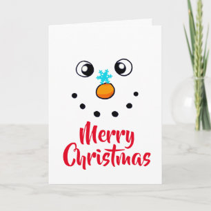 Cartão Rosto de Boneco de Neve Festivo Feliz Natal