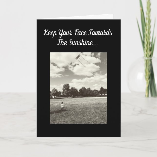 Cartão Rosto de Encorajamento Perante o Sol Versículo de  (Frente)