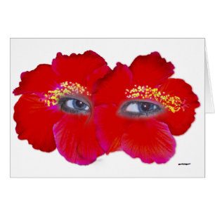 Cartão Rosto de Hibiscus - Vermelho