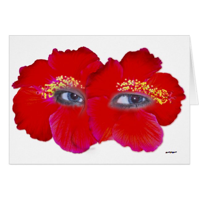 Cartão Rosto de Hibiscus - Vermelho (Frente Horizontal)