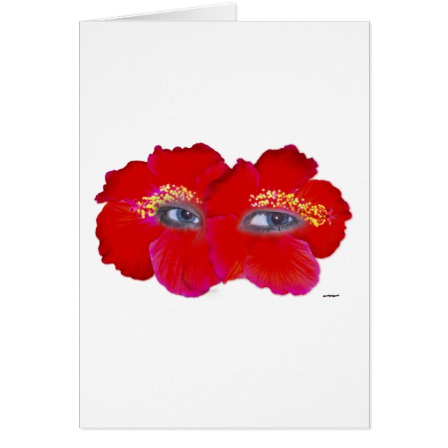 Cartão Rosto de Hibiscus - Vermelho (Frente)
