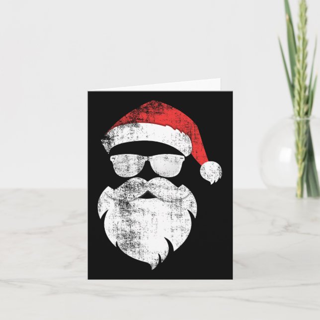 Cartão Rosto de Papai Noel Hipster Divertido Com Chapéu e (Frente)