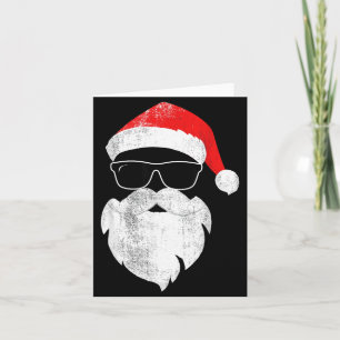Cartão Rosto engraçado de Papai Noel hipster com chapéu b