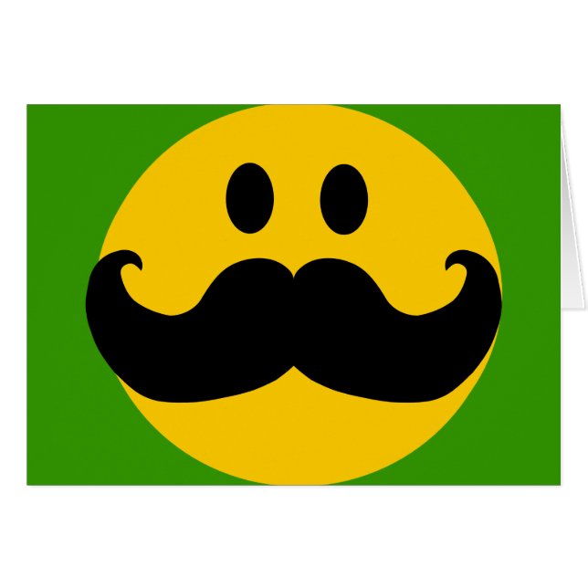 Cartão Rosto Feliz Amarelo de bigode (Frente Horizontal)