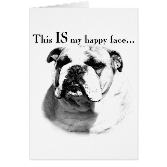 Cartão Rosto Feliz do Buldogue (Frente)