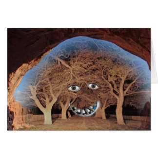 CARTÃO ROSTO NAS ÁRVORES