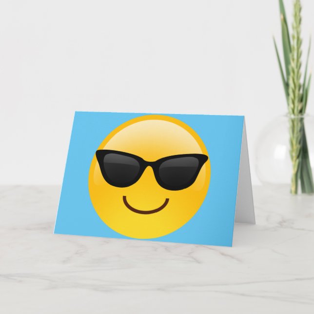 Cartão Rosto Sorridente Com Óculos De Sol Legal Emoji (Frente)