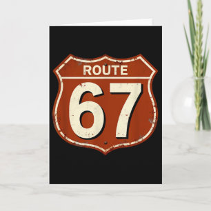 Cartão Rota 67 Design de Meme de Estrada Retrô Divertido 