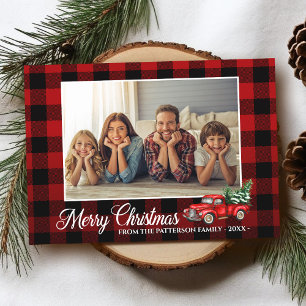 Cartão Roteiro de Caligrafia Foto Buffalo Xadrez Red Truc