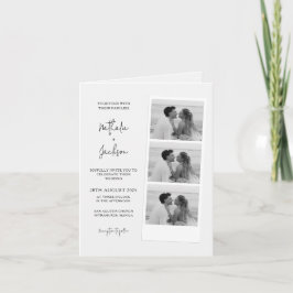 Cartão Roteiro de Faixa de Foto Minimalista Casamento Dob