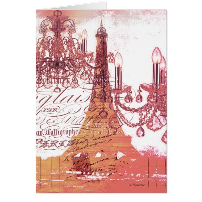 Cartão roteiros laranja chandelier paris eiffel torre (Frente)