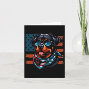 Cartão Rottweiler 4º De Julho Gles De Bandeiras Americana