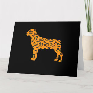 Cartão rottweiler abóbora forma morcego engraçado e assus