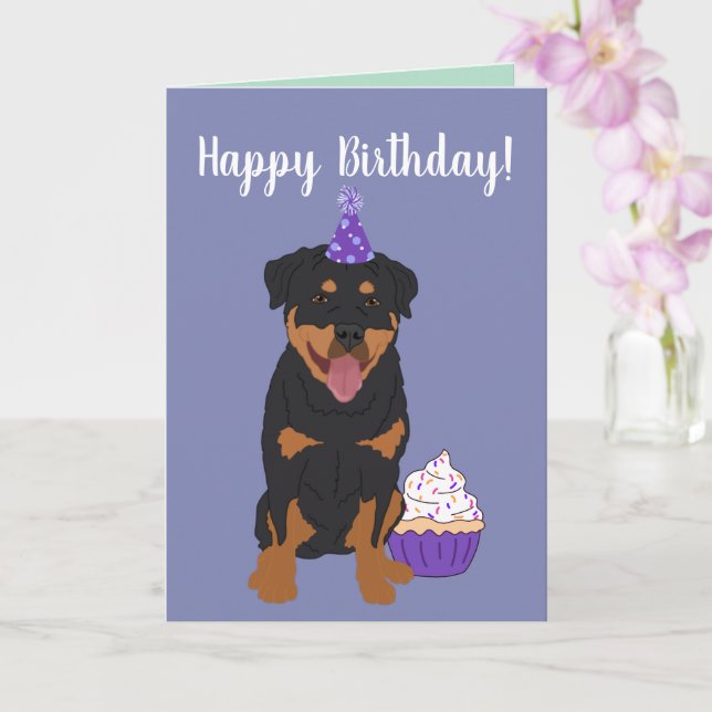 Cartão Rottweiler Birthday (Orquídea)