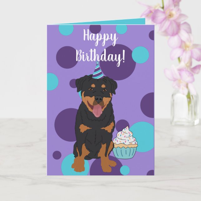 Cartão Rottweiler Birthday (Orquídea)