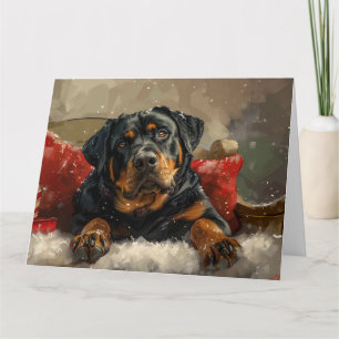 Cartão Rottweiler Cachorro Natal Festivo