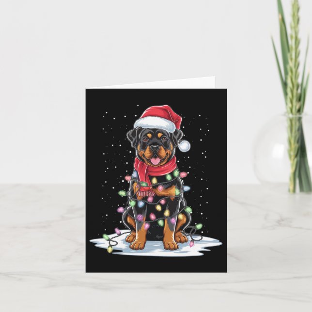 Cartão Rottweiler Cachorro Noel Hábor Árvore de Natal Lev (Frente)