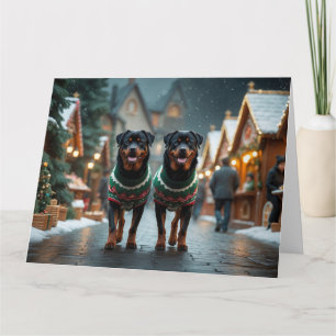 Cartão Rottweiler Cães Feriado de Natal