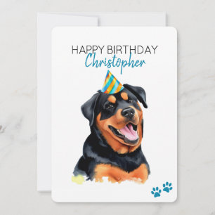 Cartão Rottweiler Dog Personalizado Feliz Aniversário