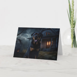 Cartão Rottweiler Halloween Assustador
