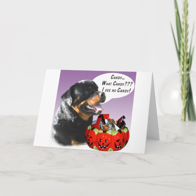 Cartão Rottweiler Halloween Candy (Frente)