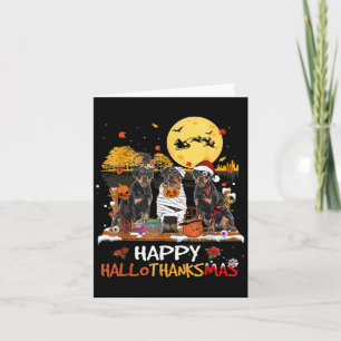 Cartão Rottweiler Happy Hallothanksmas Halloween Thanksgi