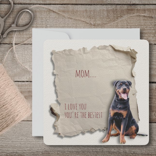 Cartão Rottweiler Mãe Rasgada Dia de as mães de Papel (Mothers Day is a great time to show mom how special she is, but any day is a day to say I love you!)