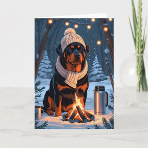 Cartão Rottweiler por Campfire Rustic Winter Holiday Art