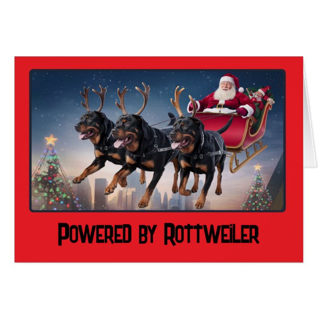 Cartão Rottweiler Reindeer (Frente Horizontal)