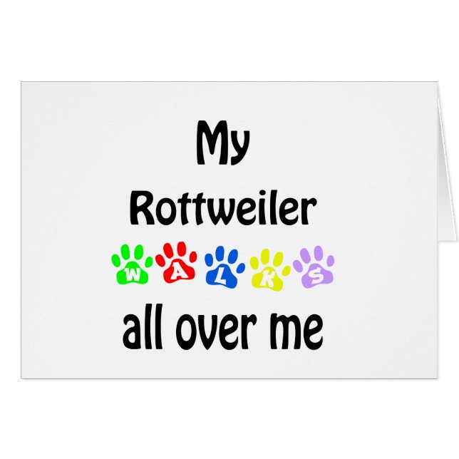 Cartão Rottweiler Walks Design (Frente Horizontal)