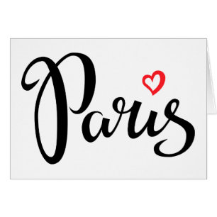 Cartão Rotulação da escova de Paris com coração