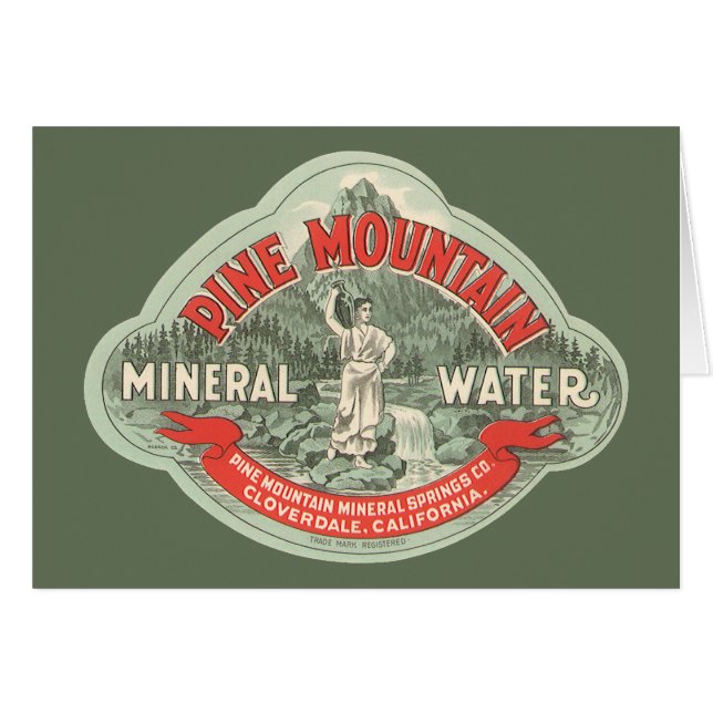 Cartão Rótulo de Produto Antigo, Água Mineral Pine Mounta (Frente Horizontal)